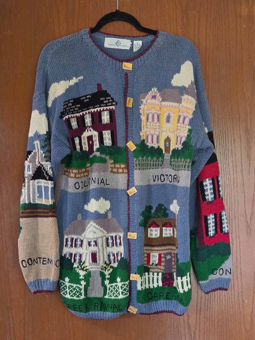 Vintage Design Options Cardigan Sweater- Real Estate Themed- Size Medium